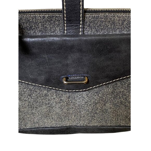 ROOTS CANADA LEATHER CROSSBODY 2 TONE GREY BAG - Picture 8 of 10